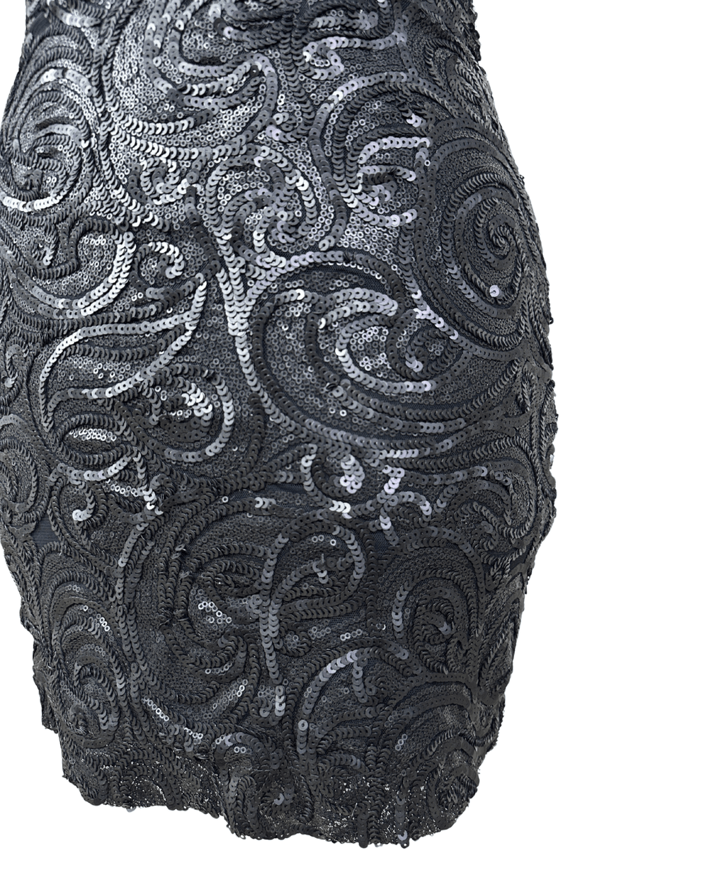 Black Sequin Swirl Bodycon Halter Neck Dress - Funkify