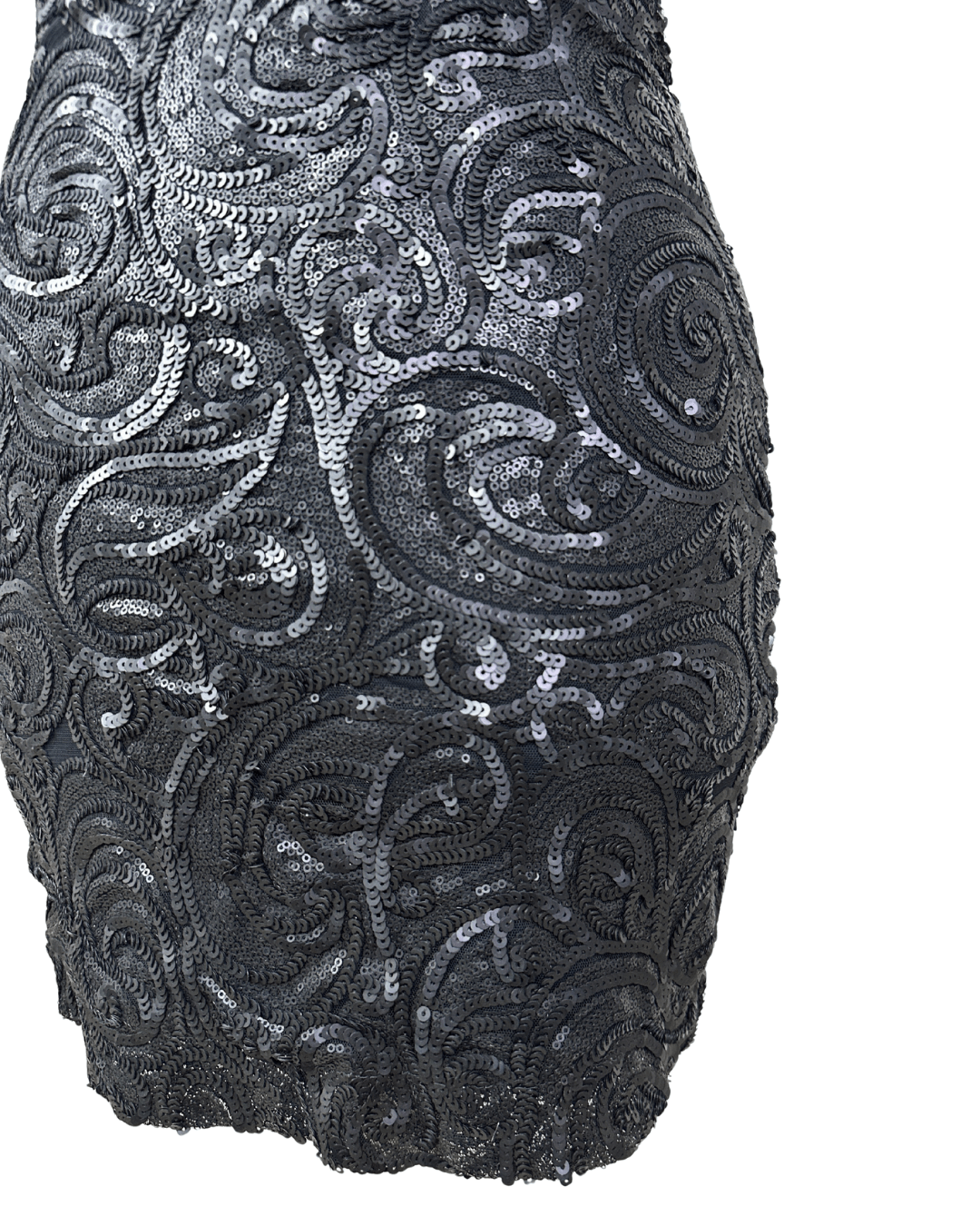 Black Sequin Swirl Bodycon Halter Neck Dress - Funkify