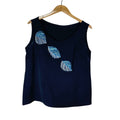 Black Tank-top with Leaf Rhinestones Detailing Medium - Funkify