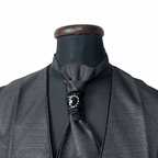 Black Vest, Slip-on Tie & Pocket Square Set Large - Funkify