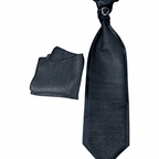 Black Vest, Slip-on Tie & Pocket Square Set Large - Funkify