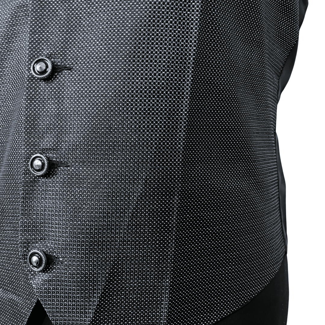 Black Vest, Slip-on Tie & Pocket Square Set Large - Funkify