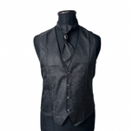 Black Vest, Slip-on Tie & Pocket Square Set Large - Funkify