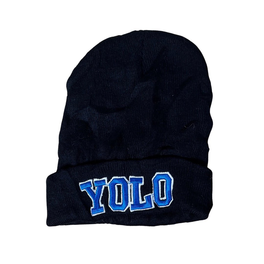 Black “YOLO” Embroidered Beanie - Funkify