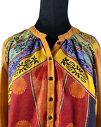 Boho Multicolor Ethnic Print Button - Up Blouse - Funkify