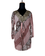 Boho Tunic Sequined Embroidered Blouse Large - Funkify