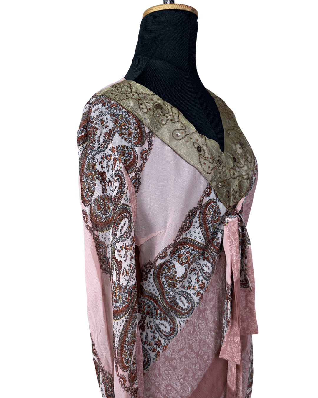 Boho Tunic Sequined Embroidered Blouse Large - Funkify
