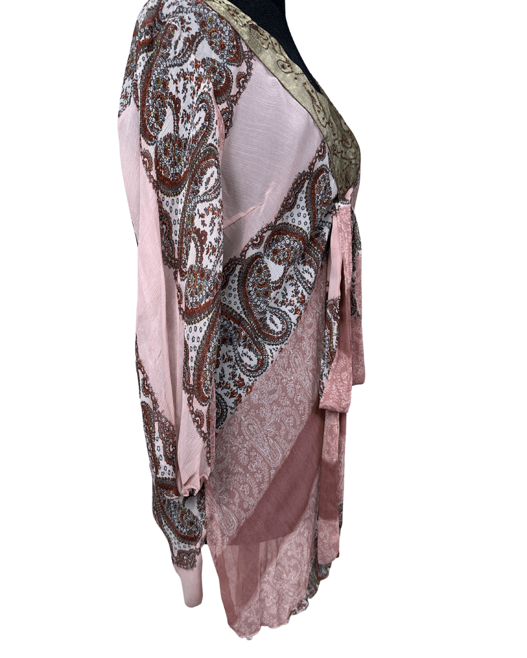 Boho Tunic Sequined Embroidered Blouse Large - Funkify