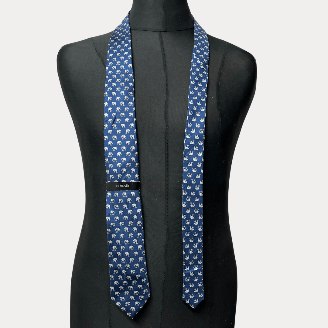Brand New C&A Silk Elephant Necktie 7.5 cm - Funkify
