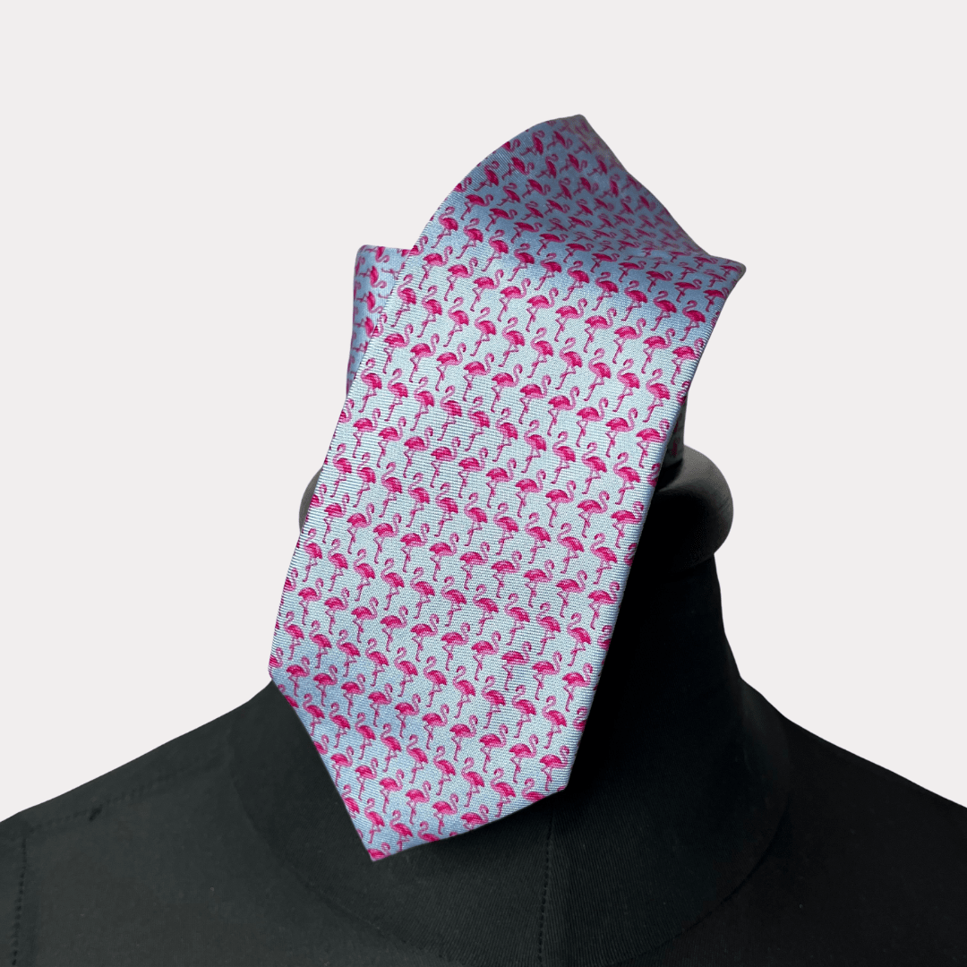 Brand New C&A Silk Flamingo Pattern Necktie - Funkify