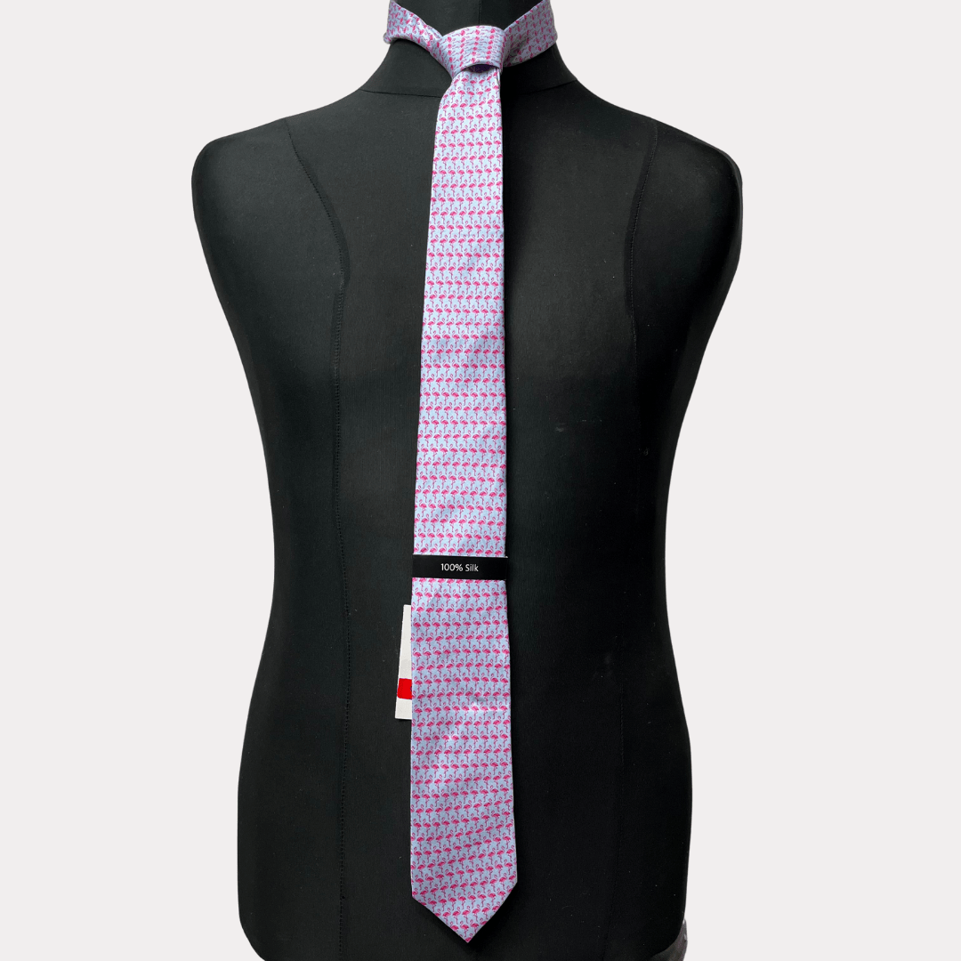 Brand New C&A Silk Flamingo Pattern Necktie - Funkify