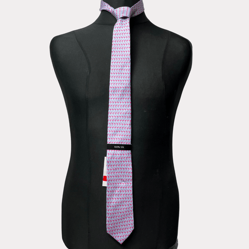 C&A silk flamingo pattern necktie