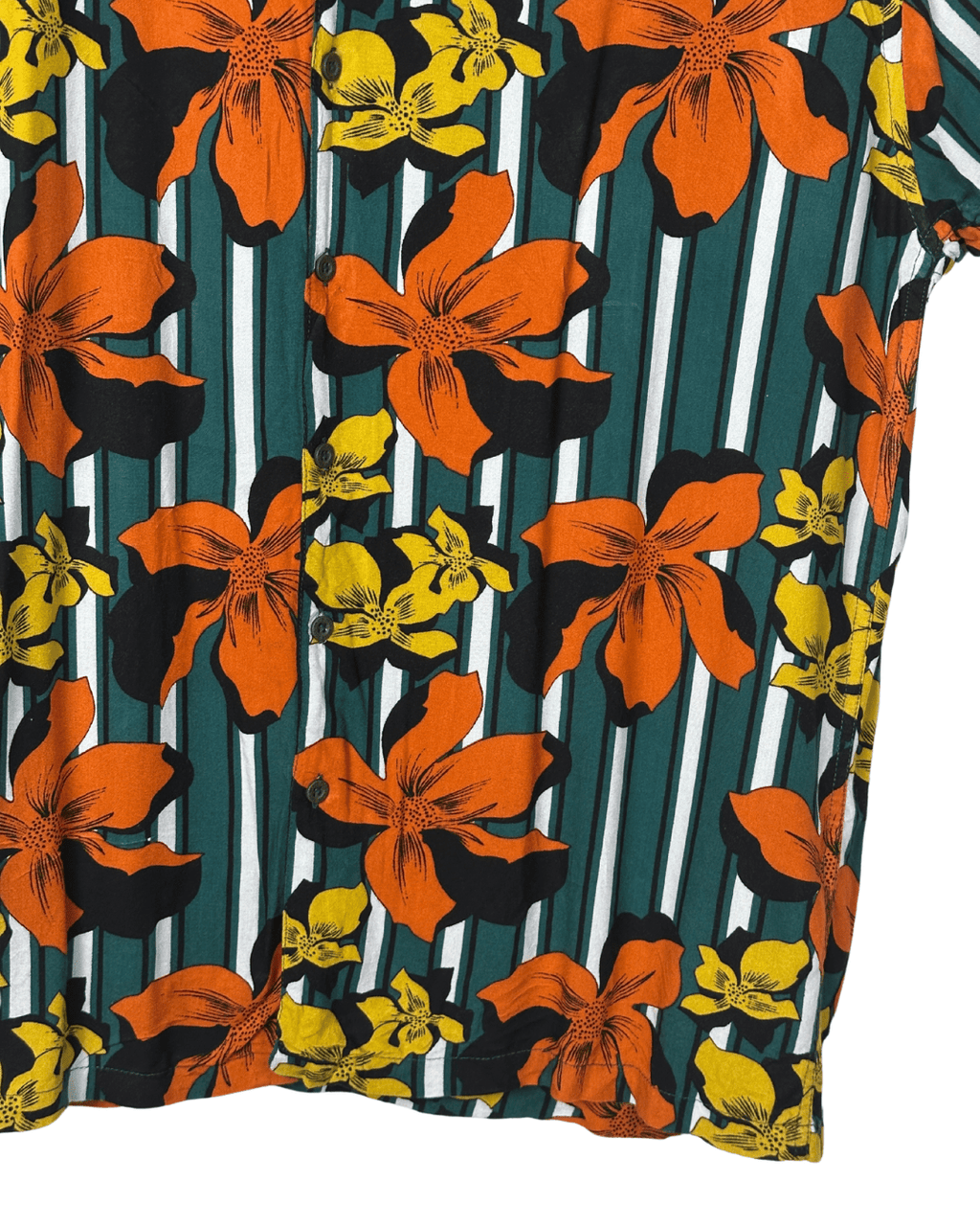 Brave Soul Striped Floral Shirt Large - Funkify