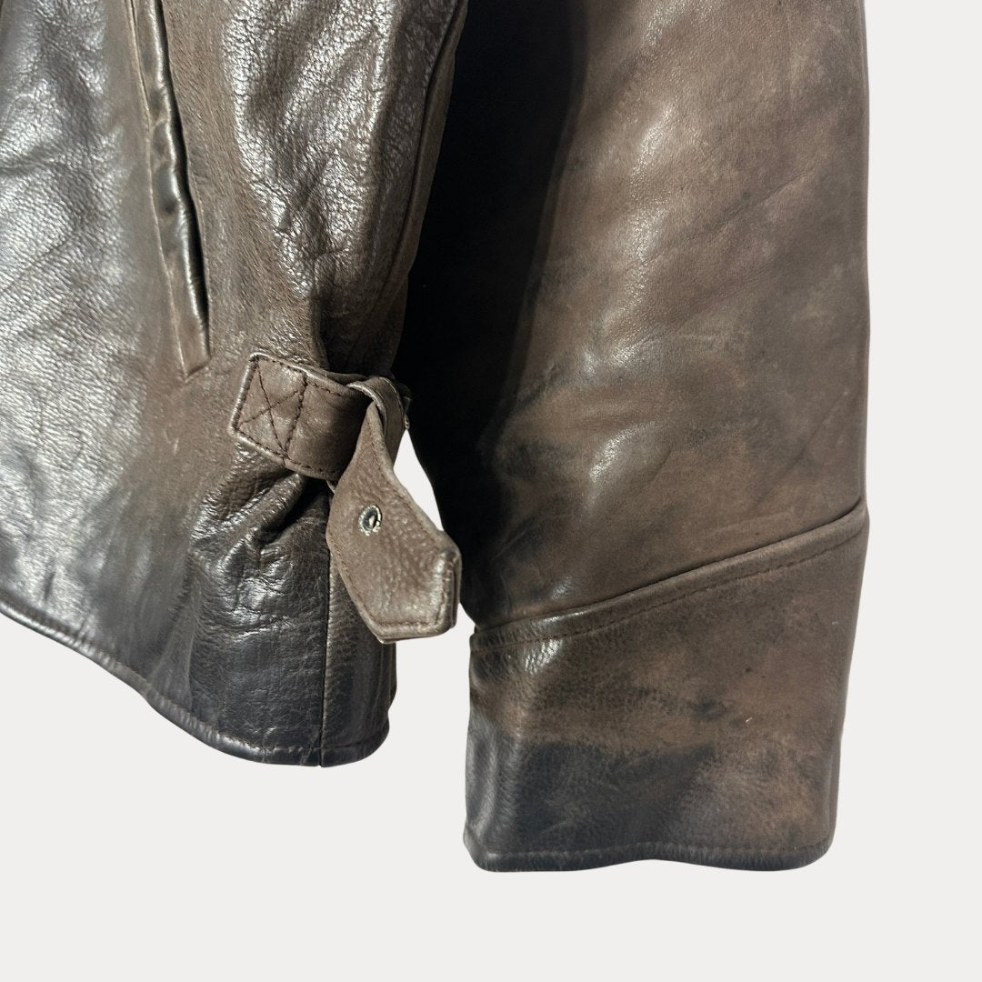 Brown genuine leather jacket - Funkify