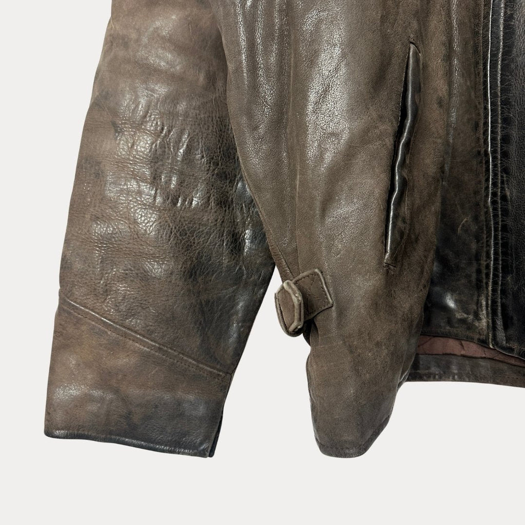 Brown genuine leather jacket - Funkify