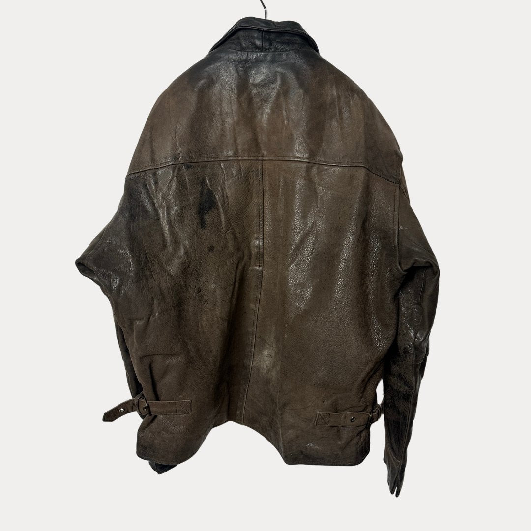 Brown genuine leather jacket - Funkify