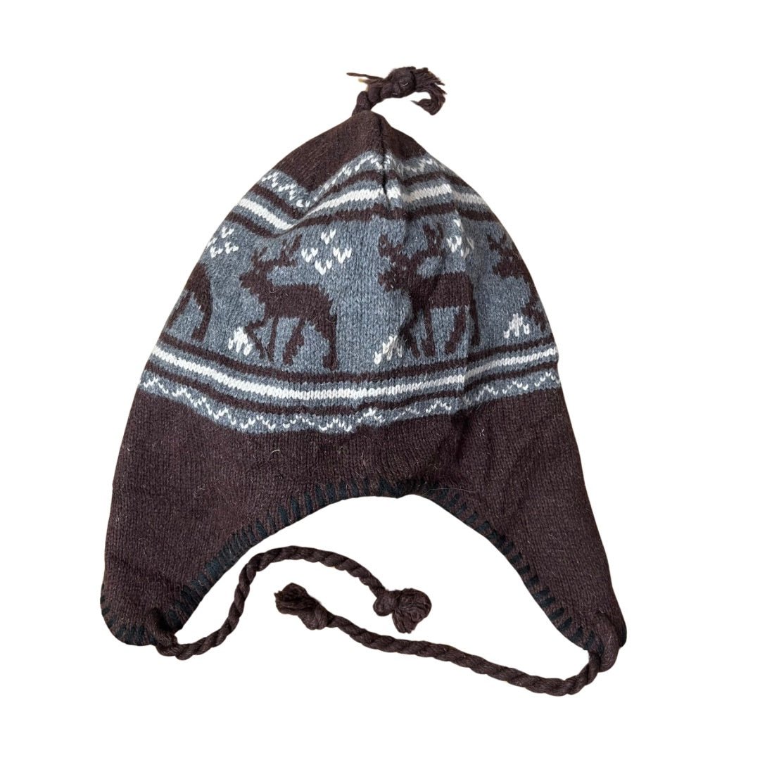 Brown Moose Earflap Beanie - Funkify