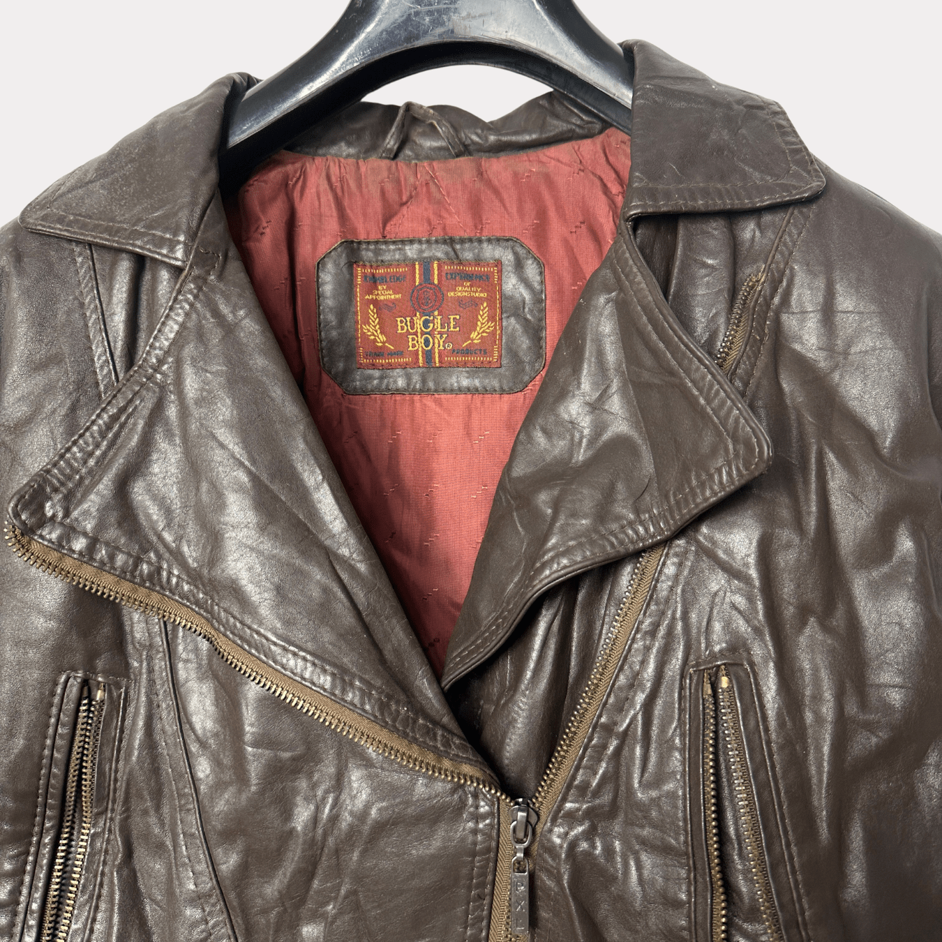 Bugle Boy Brown Genuine Leather Jacket - Funkify