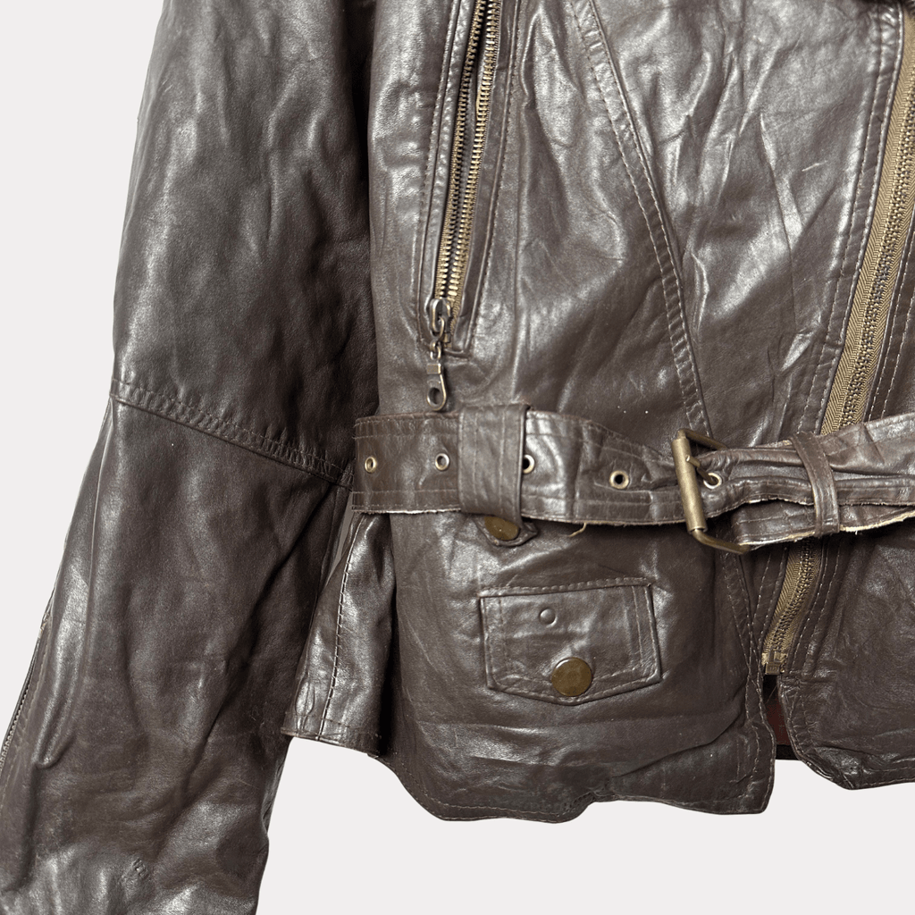 Bugle Boy Brown Genuine Leather Jacket - Funkify