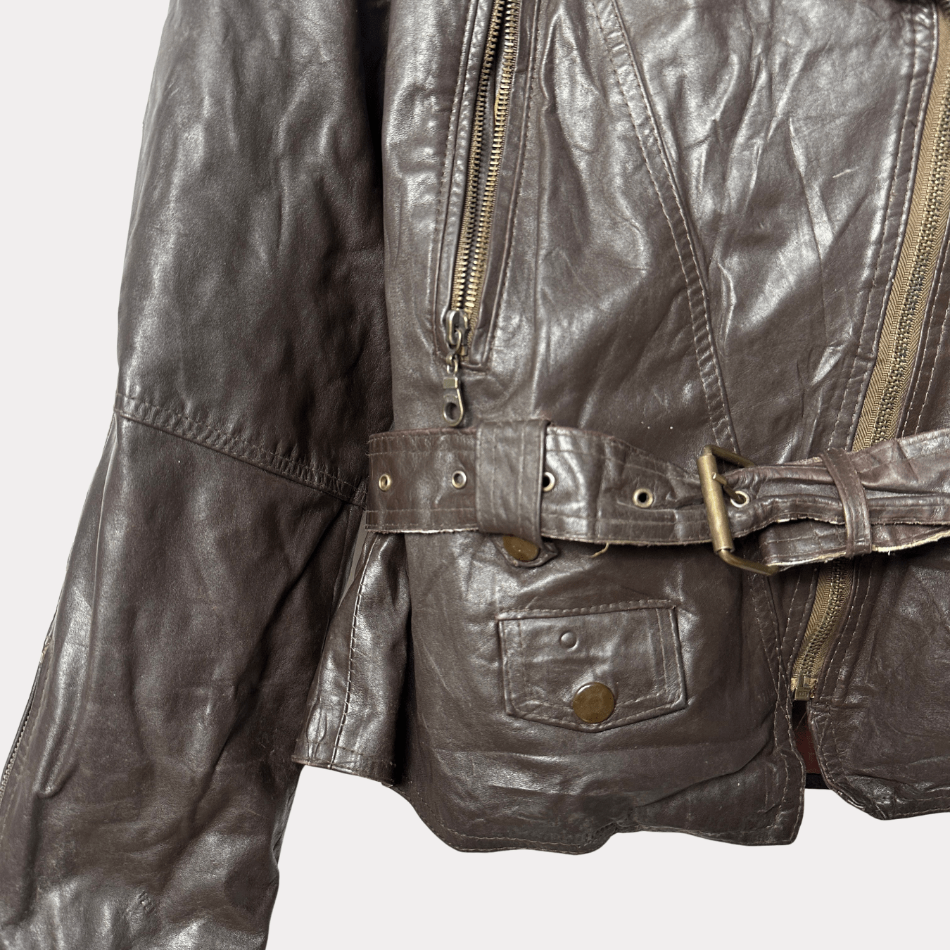 Bugle Boy Brown Genuine Leather Jacket - Funkify