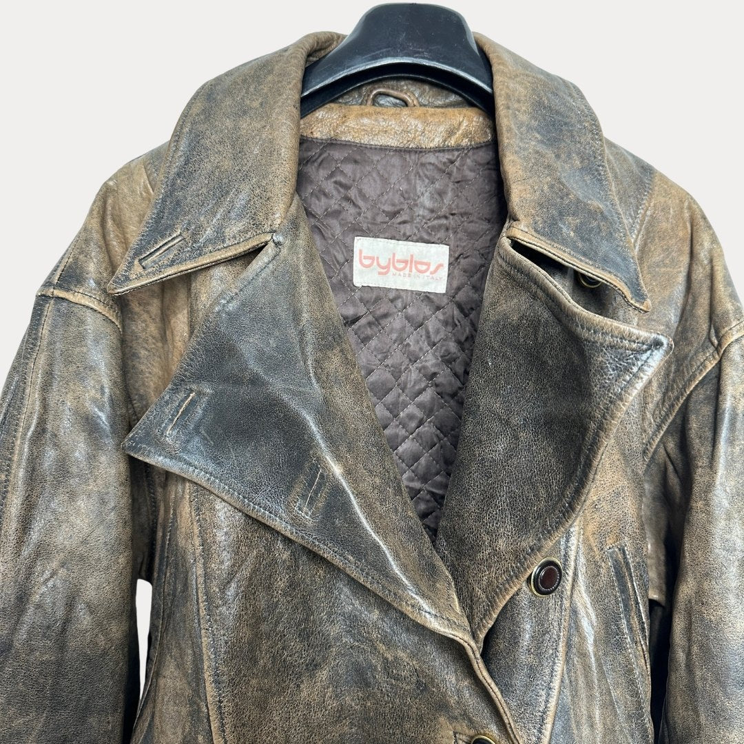 Byblos Genuine Leather Jacket Made in Italy - Funkify