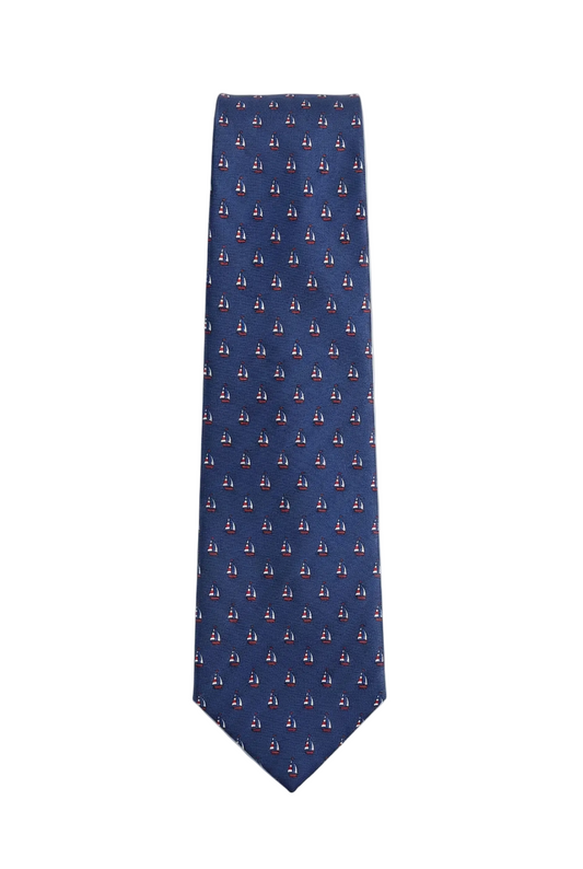 Brand New C&A Boats Necktie 7.5 cm - 100% Silk