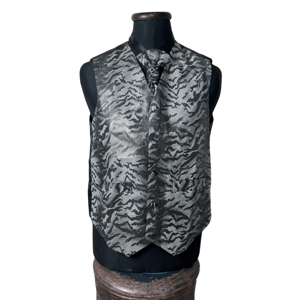 Camo Pattern Vest & Slip-on Necktie Set 2XL - Funkify