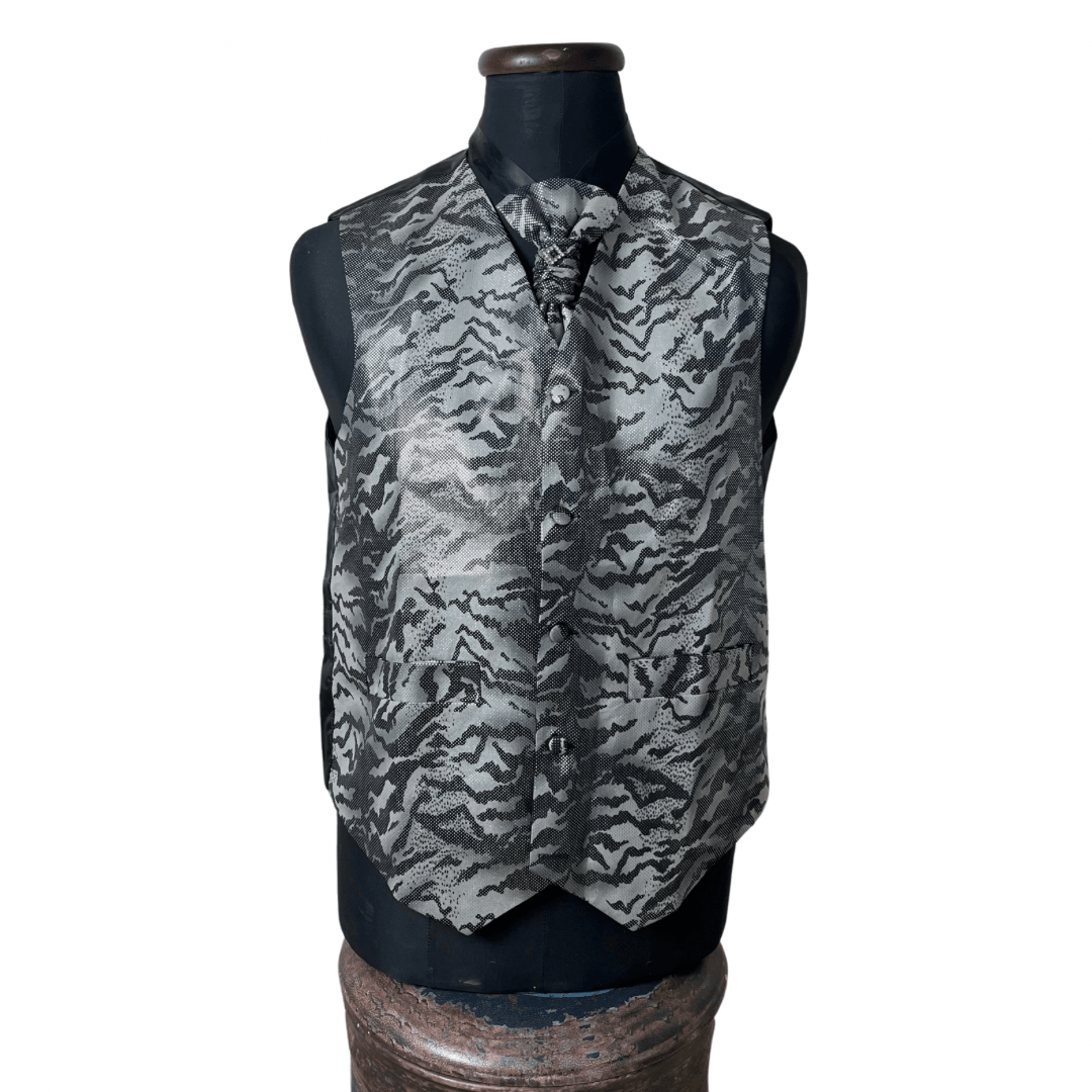 Camo Pattern Vest & Slip-on Necktie Set 2XL - Funkify