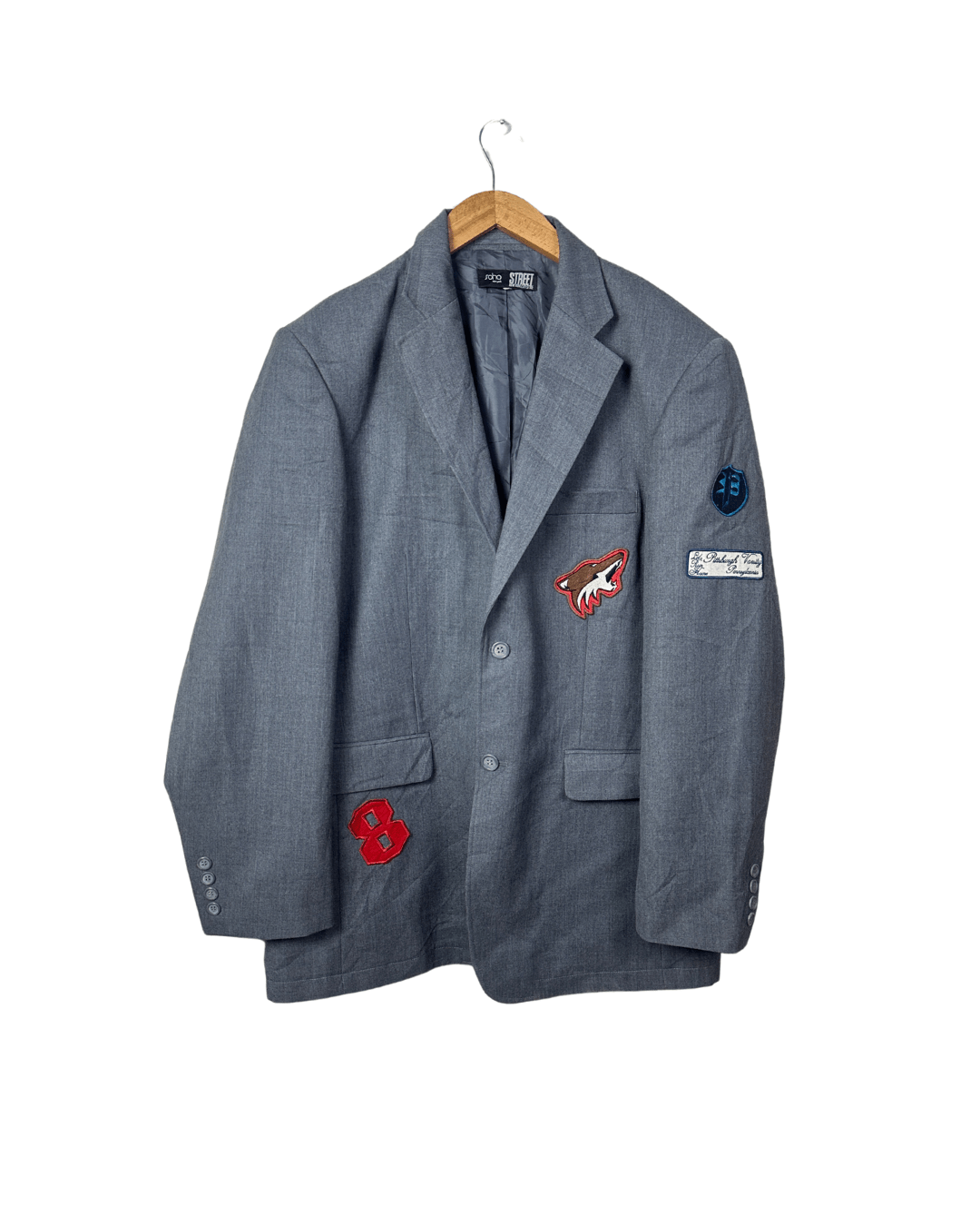 Campus United Grey Blazer w/ Patches – Varsity Street Style XL - Funkify