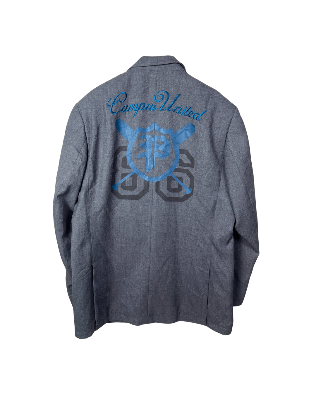 Campus United Grey Blazer w/ Patches – Varsity Street Style XL - Funkify