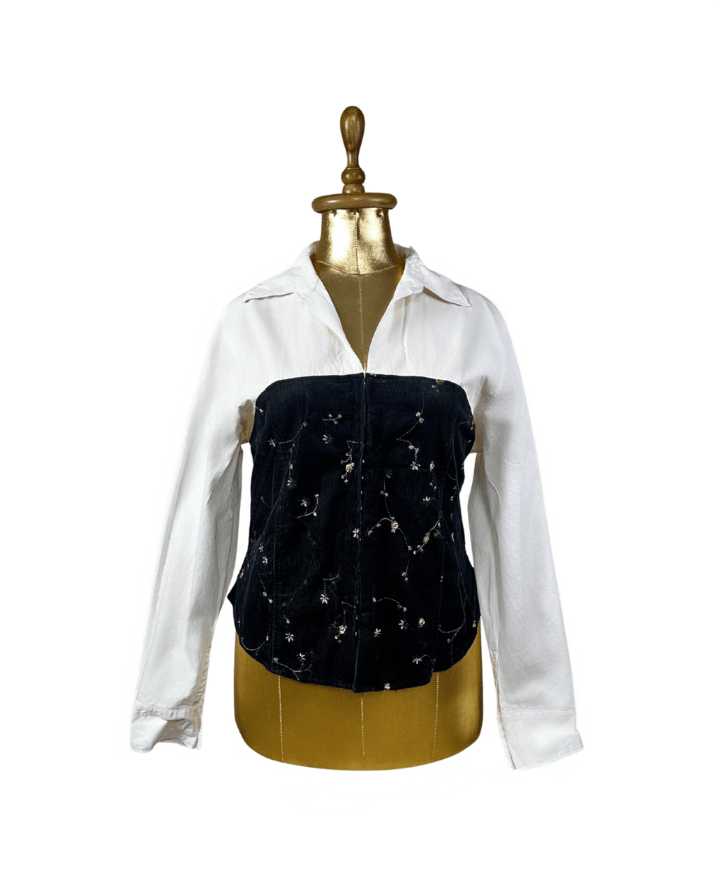 Canda Fitted Shirt w/ Velvet Bustier & Fish Hook Closure XL - Funkify