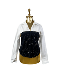 Canda Fitted Shirt w/ Velvet Bustier & Fish Hook Closure XL - Funkify