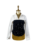 Canda Fitted Shirt w/ Velvet Bustier & Fish Hook Closure XL - Funkify