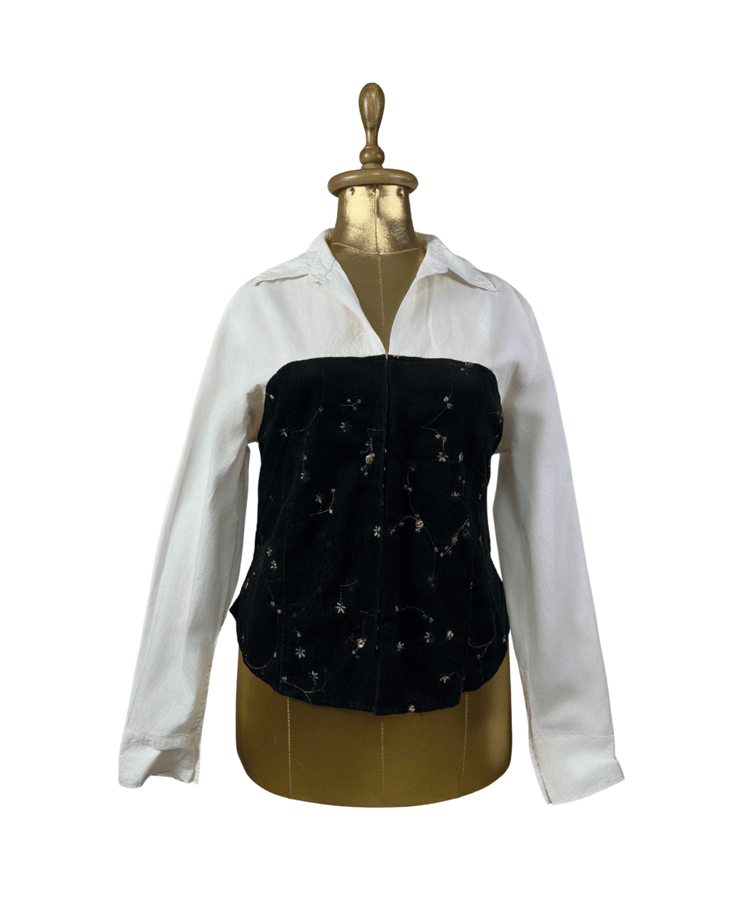 Canda Fitted Shirt w/ Velvet Bustier & Fish Hook Closure XL - Funkify