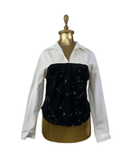 Canda Fitted Shirt w/ Velvet Bustier & Fish Hook Closure XL - Funkify