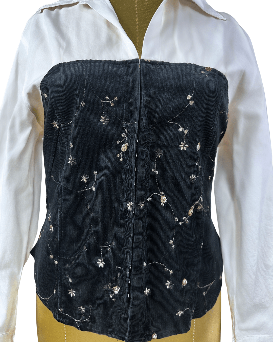 Canda Fitted Shirt w/ Velvet Bustier & Fish Hook Closure XL - Funkify