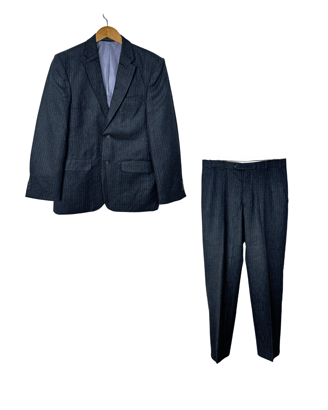 Canda Pure Virgin Wool Striped Full Suit - Funkify