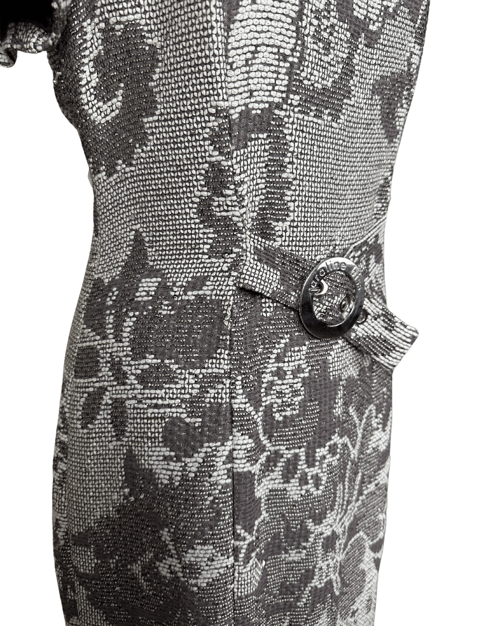 Caroline Biss Floral Brocade Midi Dress with Waist Detail - Funkify