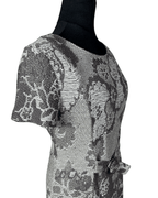 Caroline Biss Floral Brocade Midi Dress with Waist Detail - Funkify