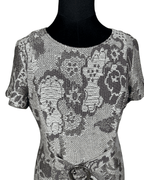 Caroline Biss Floral Brocade Midi Dress with Waist Detail - Funkify
