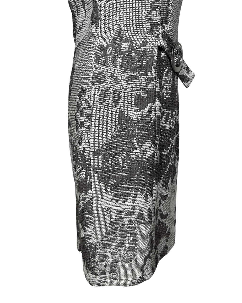 Caroline Biss Floral Brocade Midi Dress with Waist Detail - Funkify