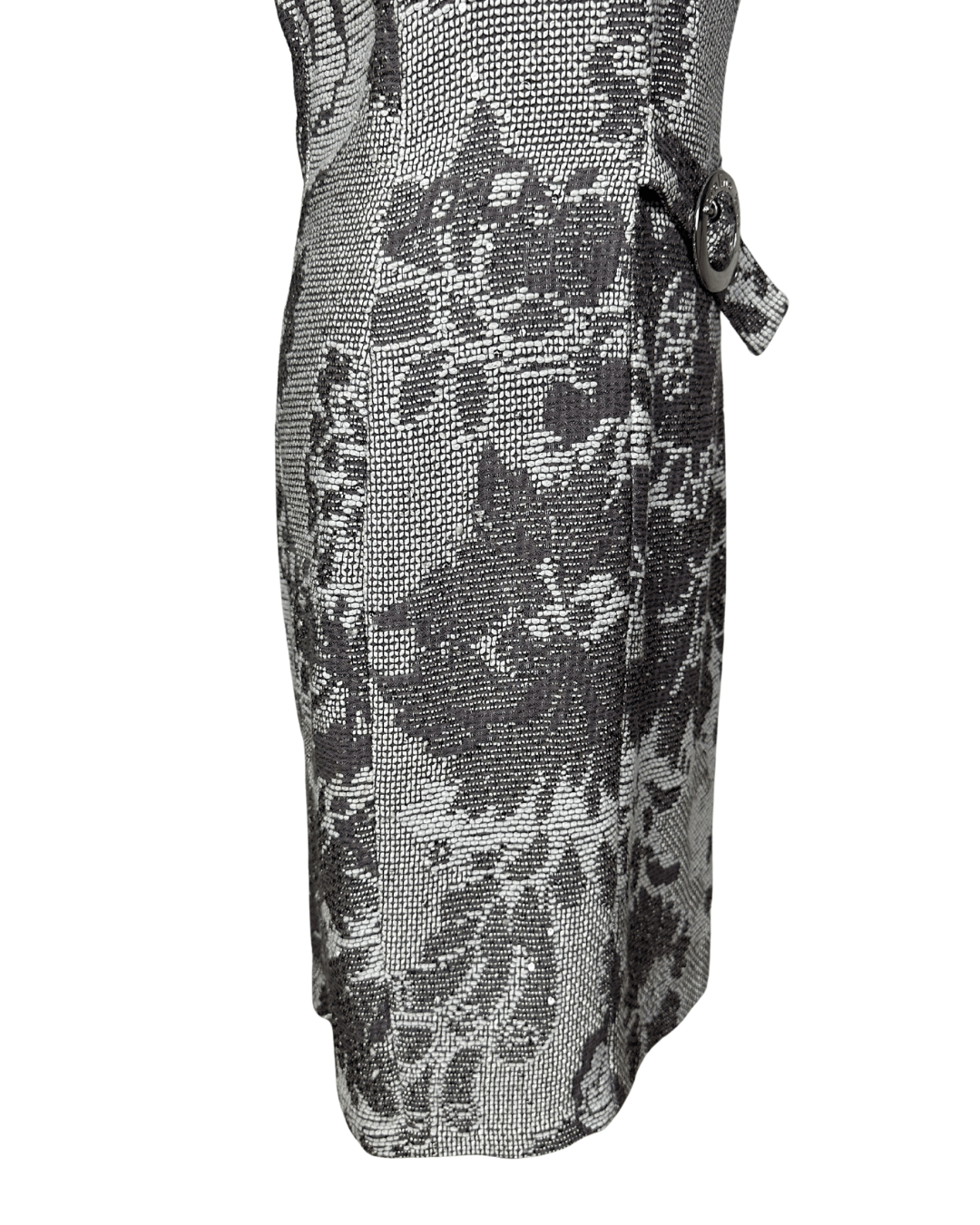 Caroline Biss Floral Brocade Midi Dress with Waist Detail - Funkify