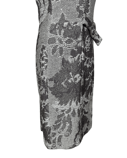 Caroline Biss Floral Brocade Midi Dress with Waist Detail - Funkify