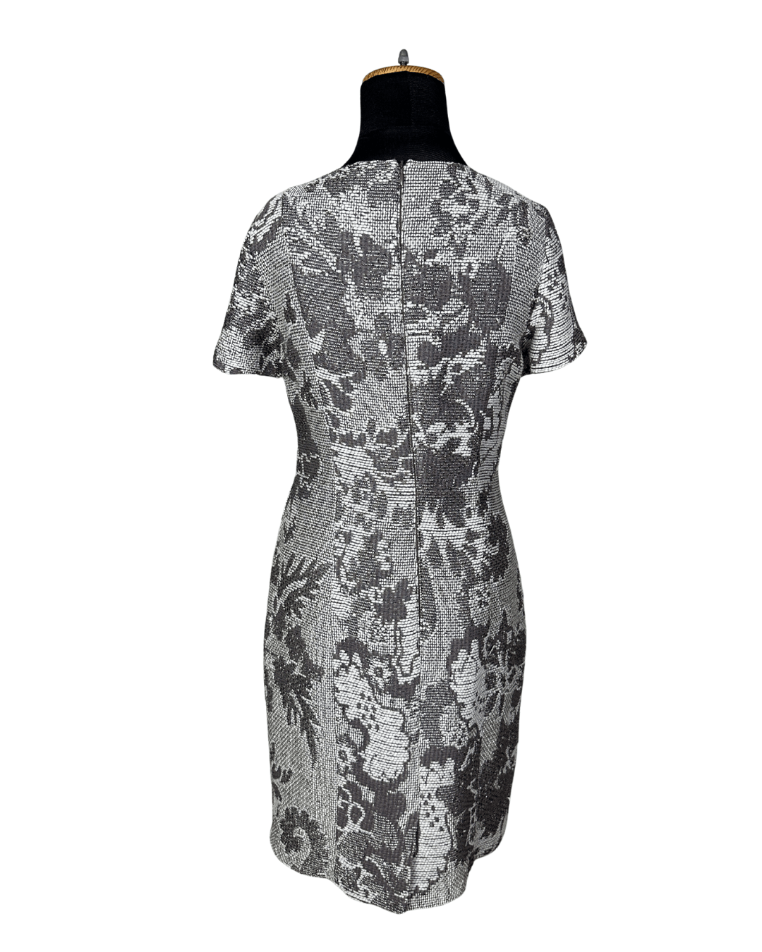 Caroline Biss Floral Brocade Midi Dress with Waist Detail - Funkify