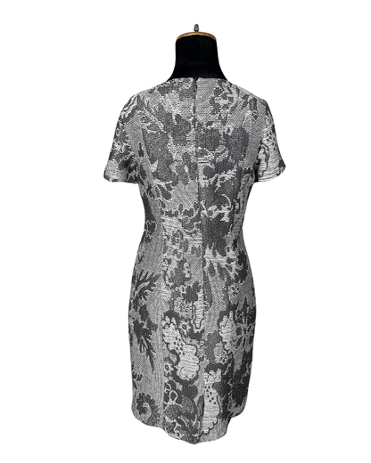 Caroline Biss Floral Brocade Midi Dress with Waist Detail - Funkify