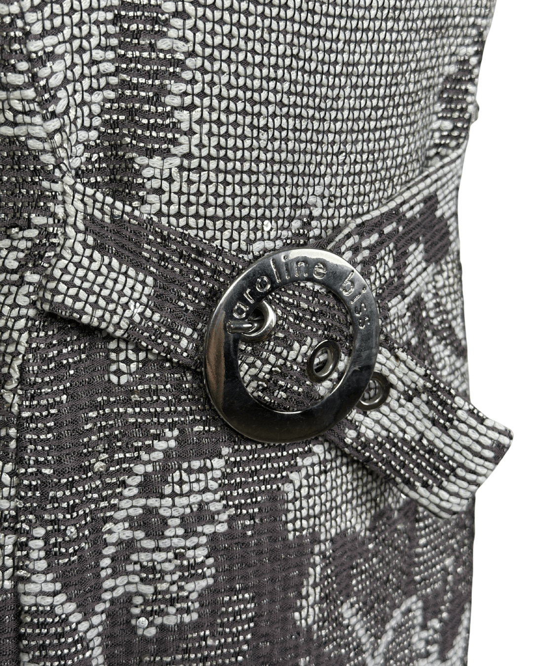 Caroline Biss Floral Brocade Midi Dress with Waist Detail - Funkify