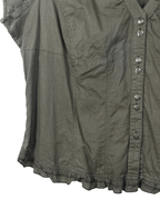 Cato Blouse with Ruched Hem and Decorative Metal Buttons - XL - Funkify