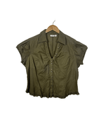 Cato Blouse with Ruched Hem and Decorative Metal Buttons - XL - Funkify