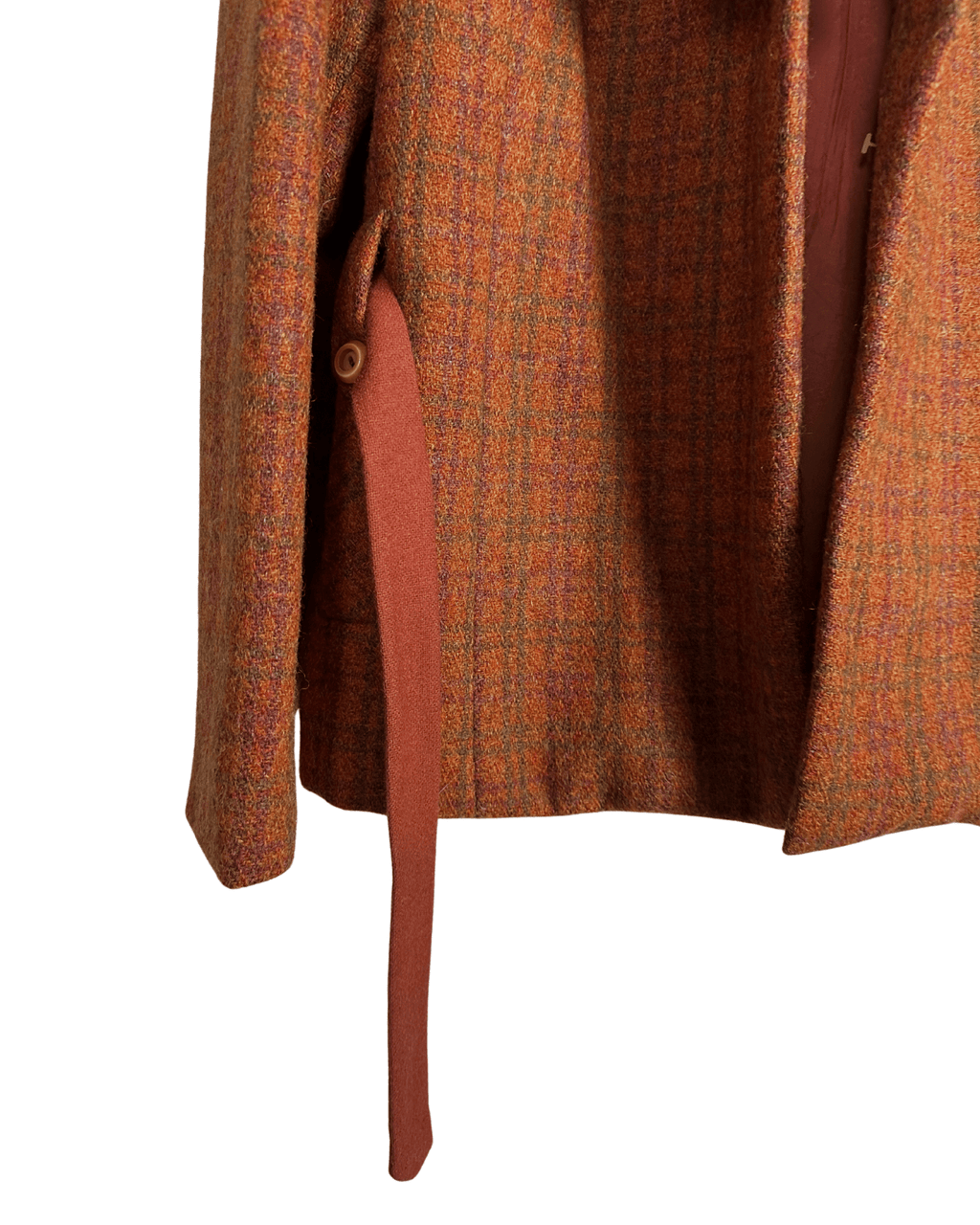 Checkered Faux Fur Collar Pure Virgin Wool Women's Blazer - Funkify