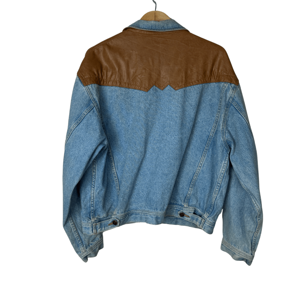 Cimarron Leather Denim Jacket Large - Funkify